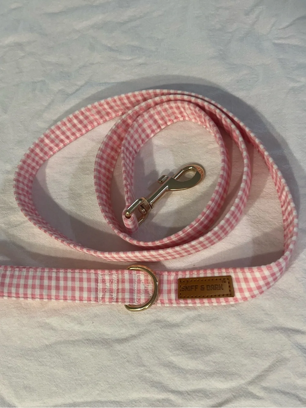 Pink Gingham Dog Leash